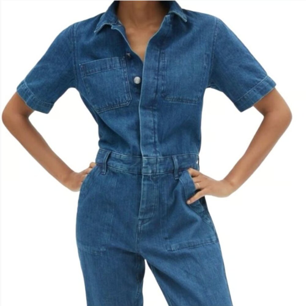 Everlane Supersoft Short Sleeve Denim Coveralls - Size 2